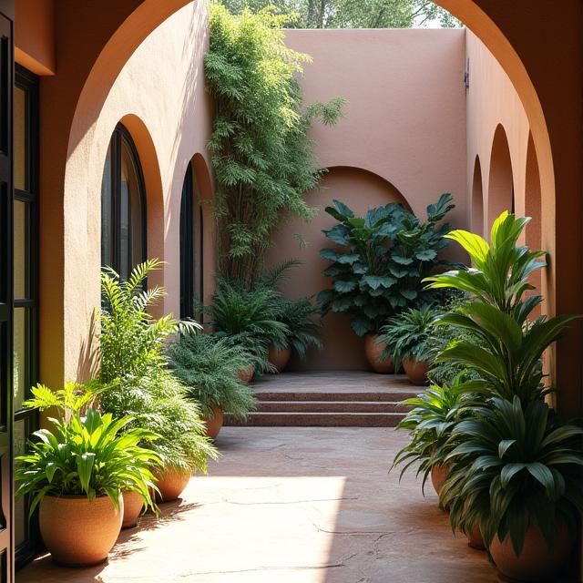 Patio interior con plantas autóctonas